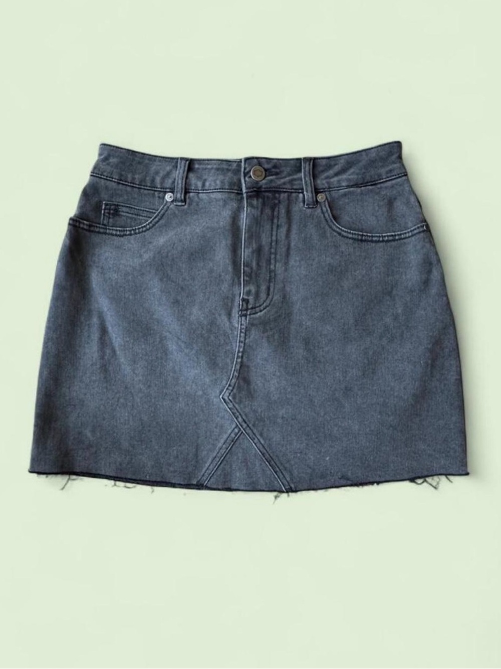 RVCA Washed Charcoal Denim Mini Skirt
